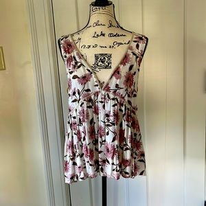 American Eagle, Large tank top with purple flowers, loose fitting